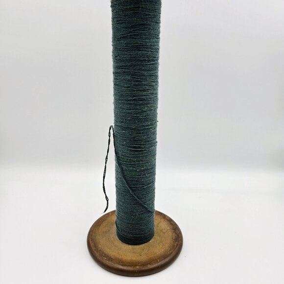 Vintage Wood Spool Primitive Wooden Green Thread Silk Wool Textile Industrial Bo - Picture 5 of 11